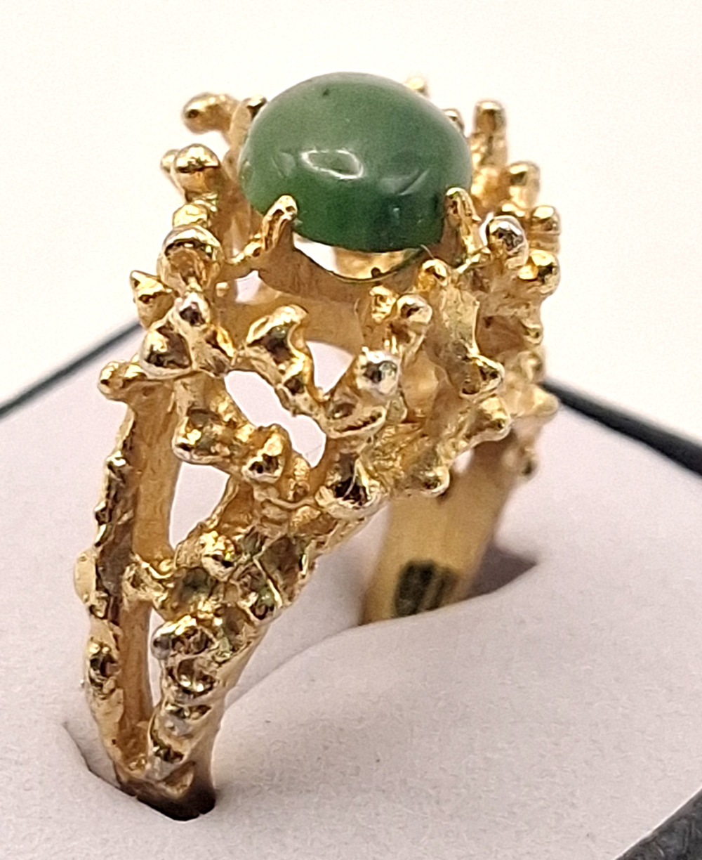 Joseph Esposito ESPO 18K HGE Jade Color Ring Branch Coral Statement Sz 6